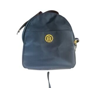 Tommy Hilfiger Mini Backpack Navy Blue Nylon Gold Logo Card Holder Small Purse